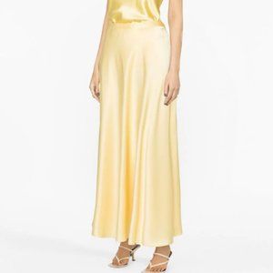 NEW Polo Ralph Lauren Yellow Flared Satin Maxi Skirt SIZE XS